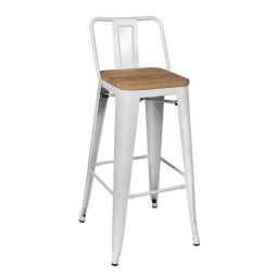 Silla Alta Tolix Blanca C/asiento De Madera
